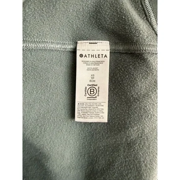 Athleta Women’s Moto Jacket Size XS Grey Green Full Zip Sweatshirt Minimalist - Picture 2 of 4